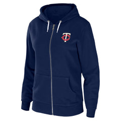 Navy Minnesota Twins WEAR by Erin Andrews Women's Sponge Fleece Full-Zip Hoodie