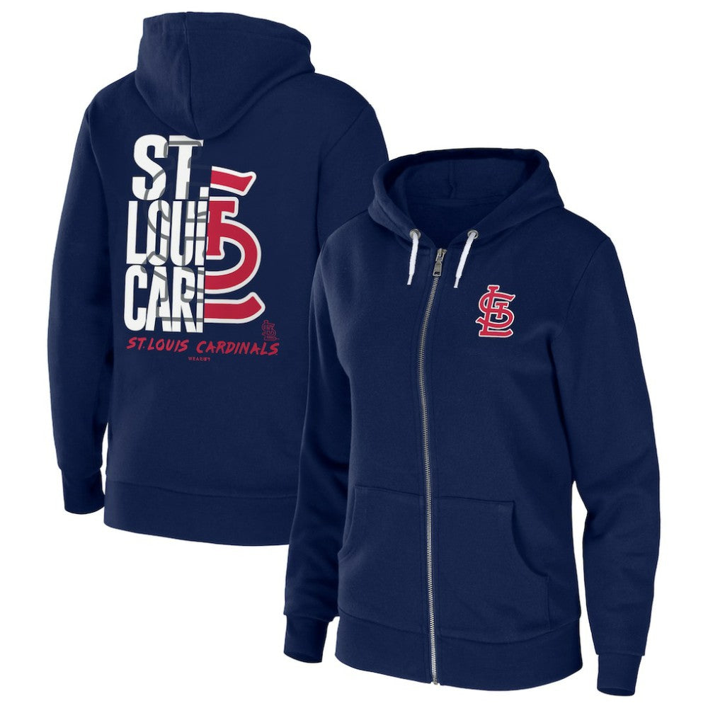 Navy St. Louis Cardinals WEAR by Erin Andrews Women's Sponge Fleece Full-Zip Hoodie