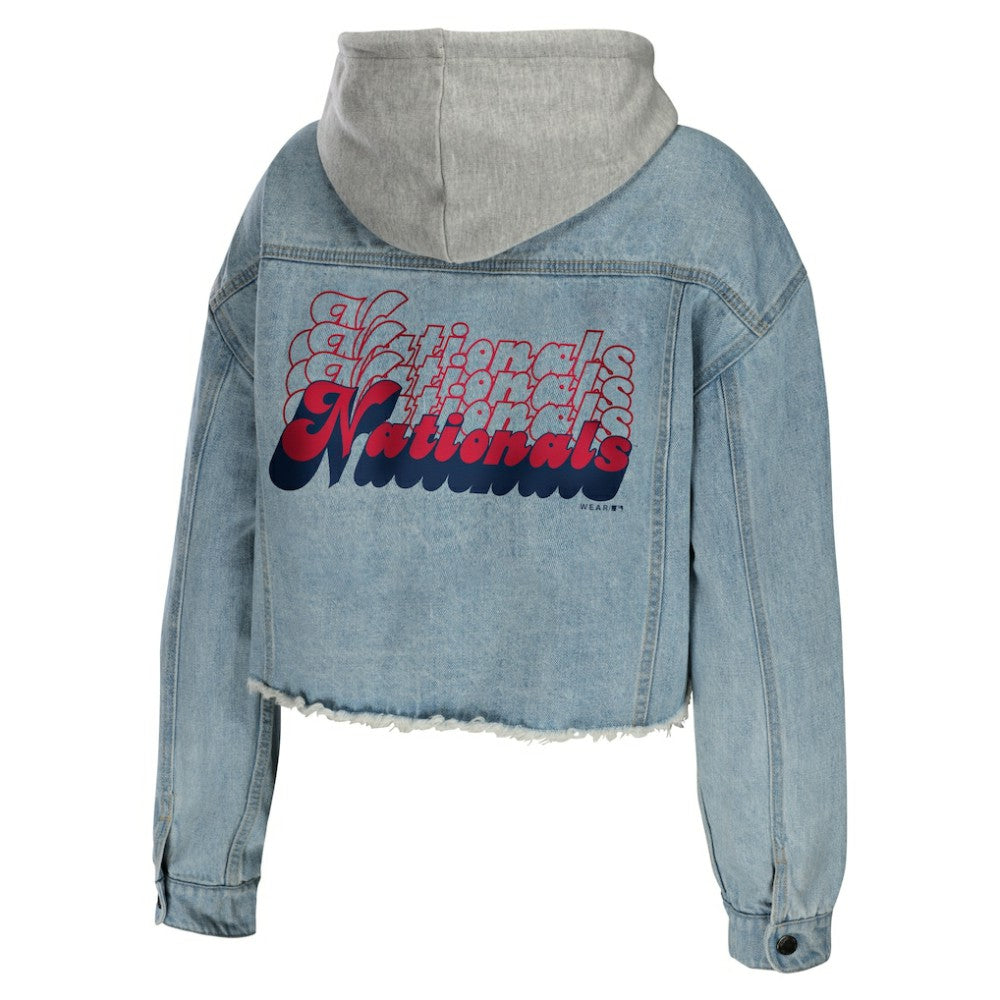 Washington Nationals WEAR by Erin Andrews Women's Hooded Button-Up Denim Jacket