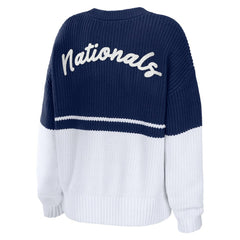 Navy/White Washington Nationals WEAR by Erin Andrews Women's Chunky Pullover Sweatshirt