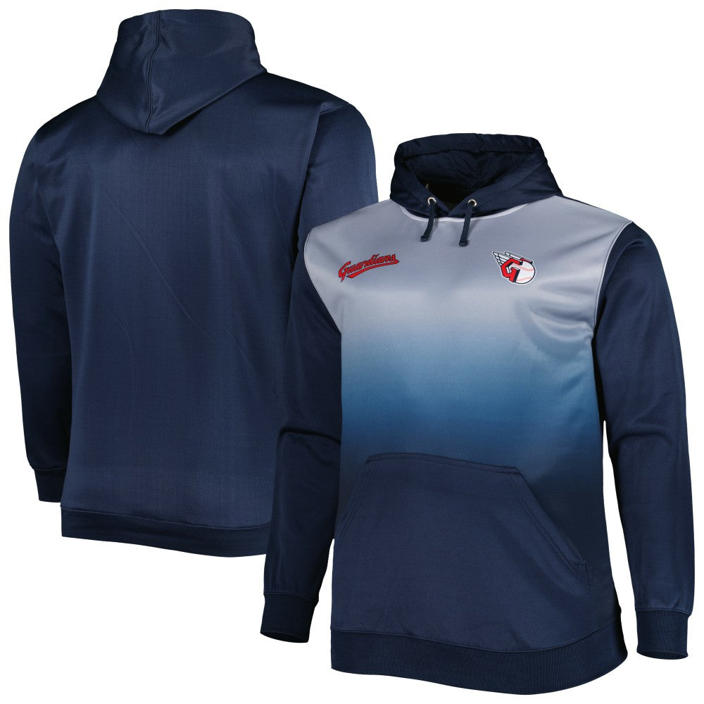 Navy Cleveland Guardians Fade Sublimated Fleece Pullover Hoodie