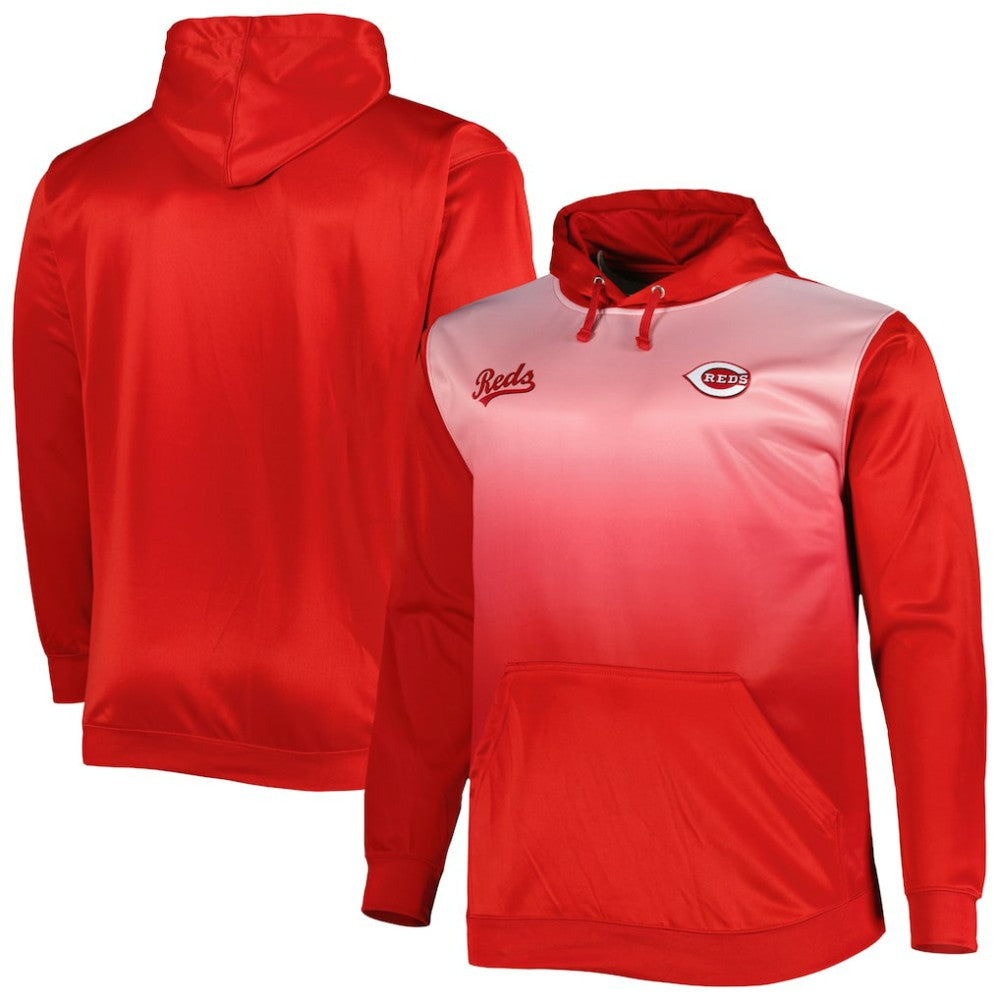 Red Cincinnati Reds Fade Sublimated Fleece Pullover Hoodie