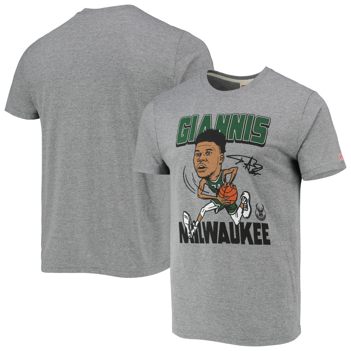 Giannis Antetokounmpo Milwaukee Bucks Homage Caricature Tri-Blend T-Shirt