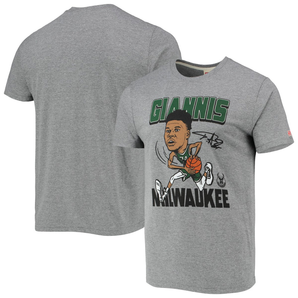 Giannis Antetokounmpo Milwaukee Bucks Homage Caricature Tri-Blend T-Shirt
