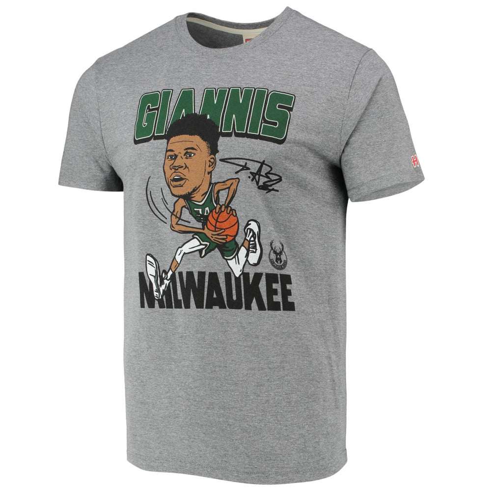 Giannis Antetokounmpo Milwaukee Bucks Homage Caricature Tri-Blend T-Shirt