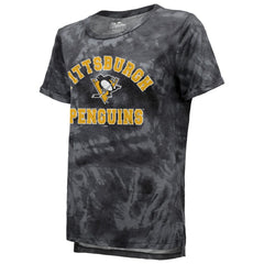 NHL Pittsburgh Penguins Majestic Threads Women's Boyfriend Tie-Dye Tri-Blend T-Shirt