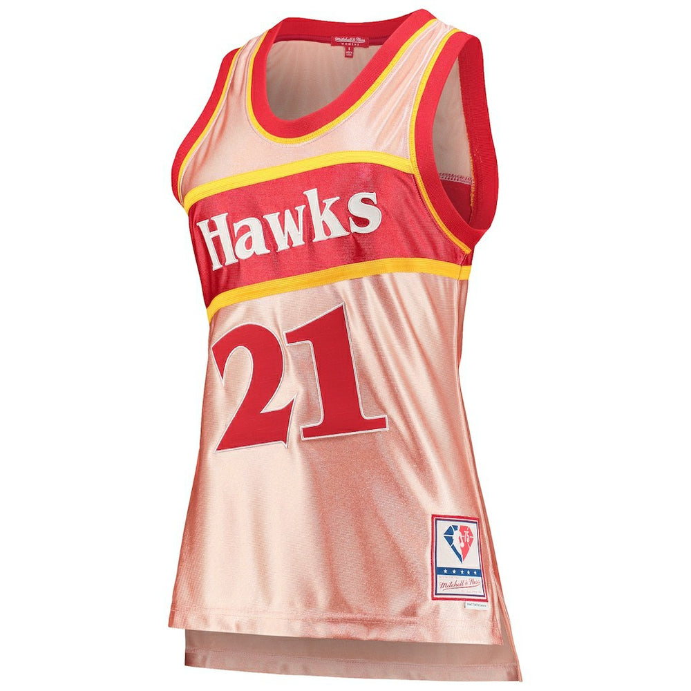Mitchell & Ness Dominique Wilkins Atlanta Hawks Women's 75th Anniversary Rose Gold 1986 Swingman Jersey