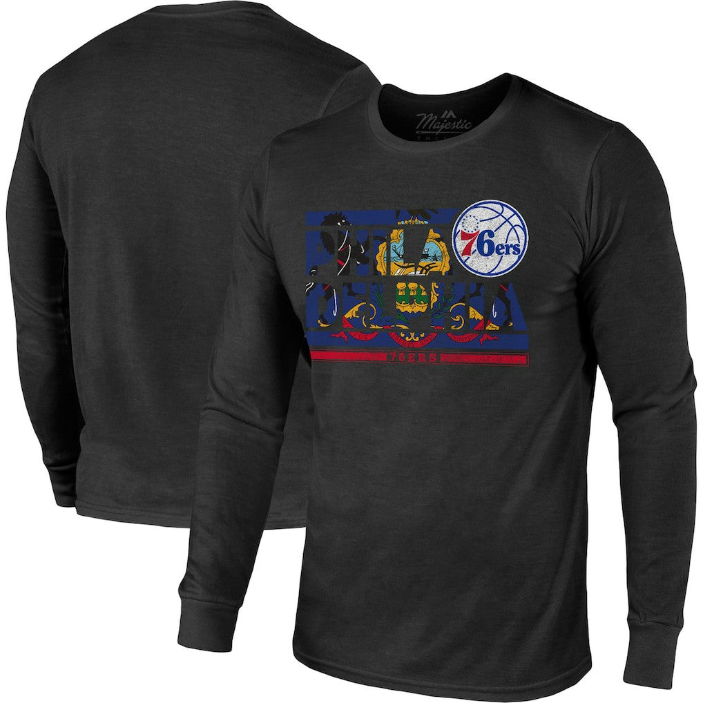Philadelphia 76ers Majestic Threads City and State Tri-Blend Long Sleeve T-Shirt