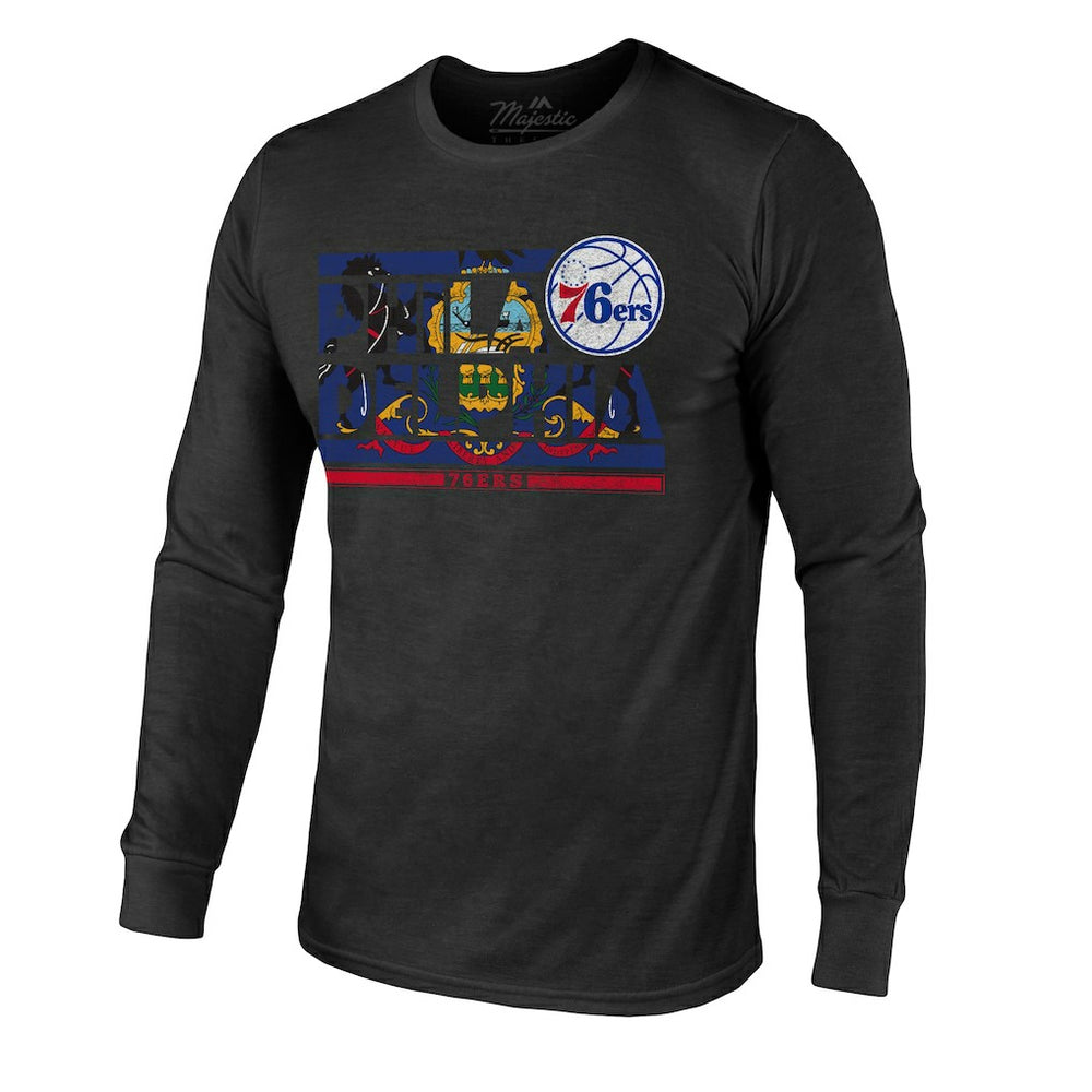 Philadelphia 76ers Majestic Threads City and State Tri-Blend Long Sleeve T-Shirt