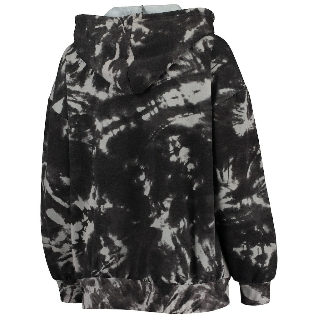 Chicago Bulls Majestic Threads Women's Burble Tie-Dye Tri-Blend Pullover Hoodie