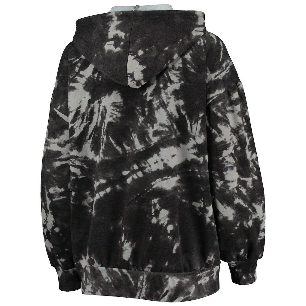 Philadelphia 76ers Majestic Threads Women's Burble Tie-Dye Tri-Blend Pullover Hoodie
