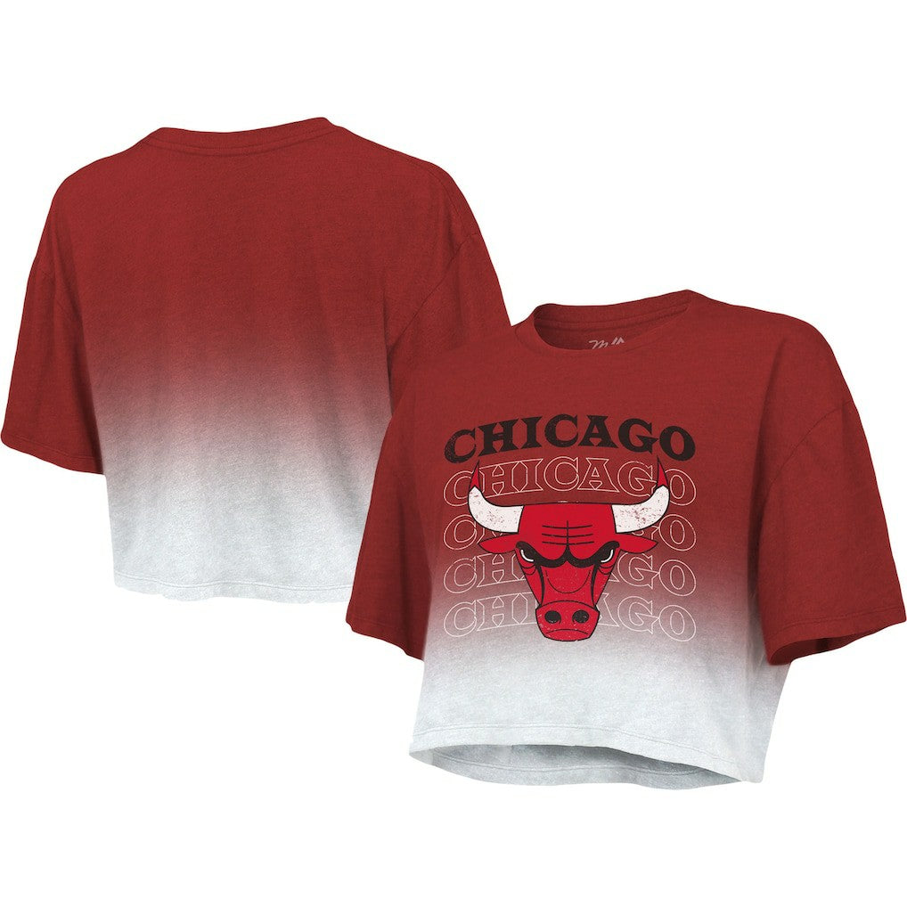 Chicago Bulls Majestic Threads Women's Repeat Dip-Dye Cropped T-Shirt sale