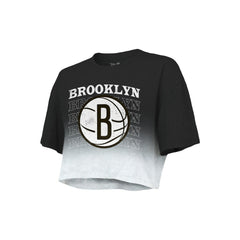 Brooklyn Nets Majestic Threads Women's Repeat Dip-Dye Cropped T-Shirt