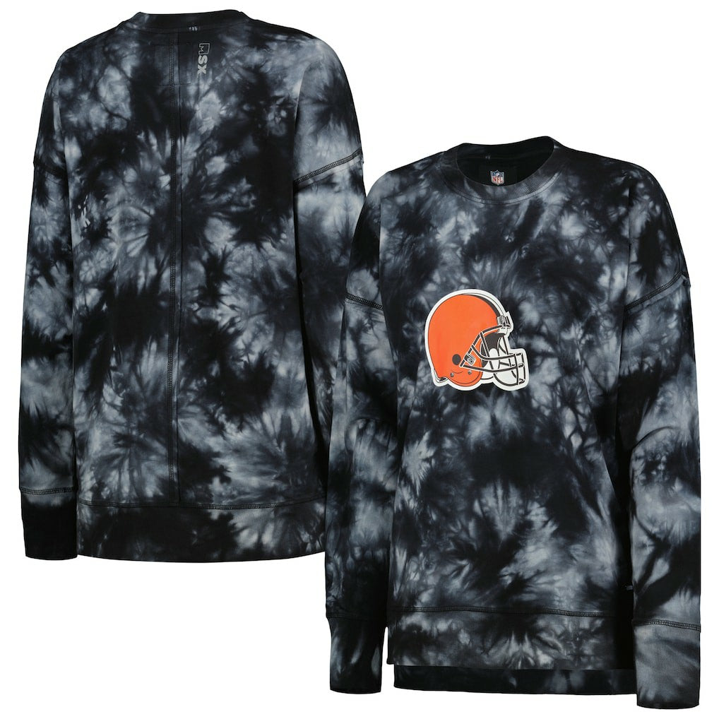 MSX by Michael Strahan Women's Bailey Tie-Dye Tri-Blend Pullover Sweatshirt - Cleveland Browns Pullover