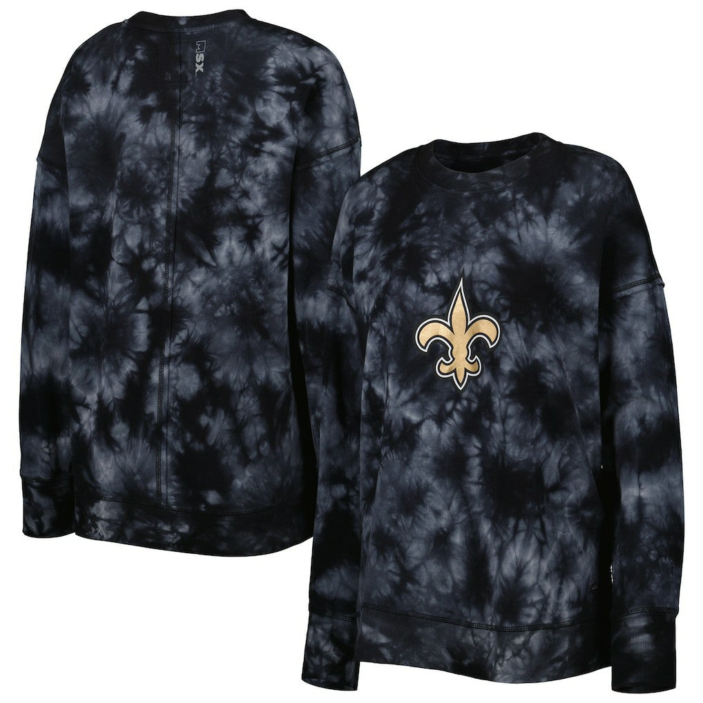 MSX by Michael Strahan Women's Bailey Tie-Dye Tri-Blend Pullover Sweatshirt - New Orleans Saints Pullover