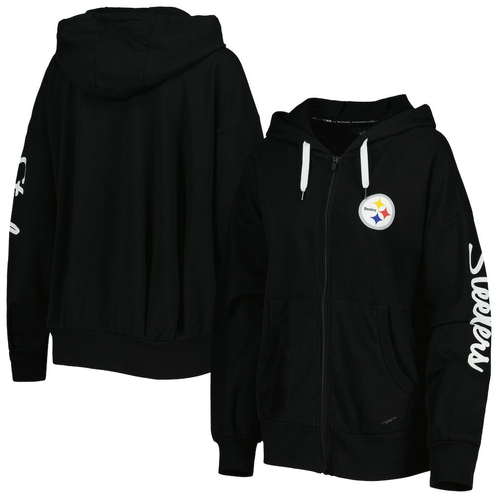 MSX by Michael Strahan Women's Emerson Lightweight Full-Zip Hoodie - Pittsburgh Steelers Hoodies
