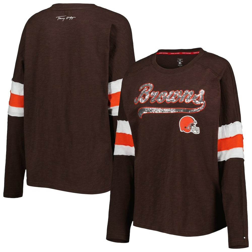 Tommy Hilfiger Women's Justine Long Sleeve Tunic T-Shirt - Cleveland Browns T-shirts