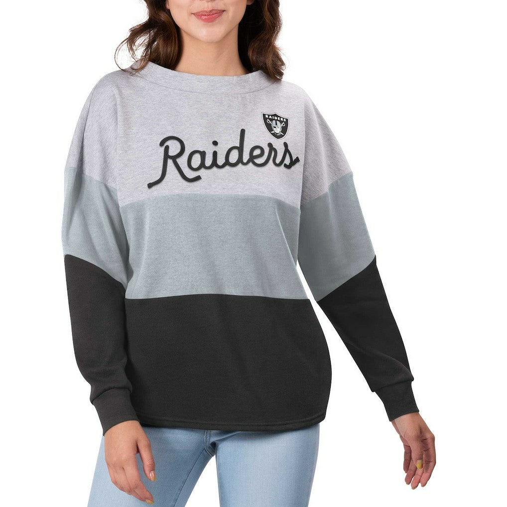 Touch Women's Outfield Deep V-Back Waist Length Pullover Sweatshirt - Las Vegas Raiders Pullover