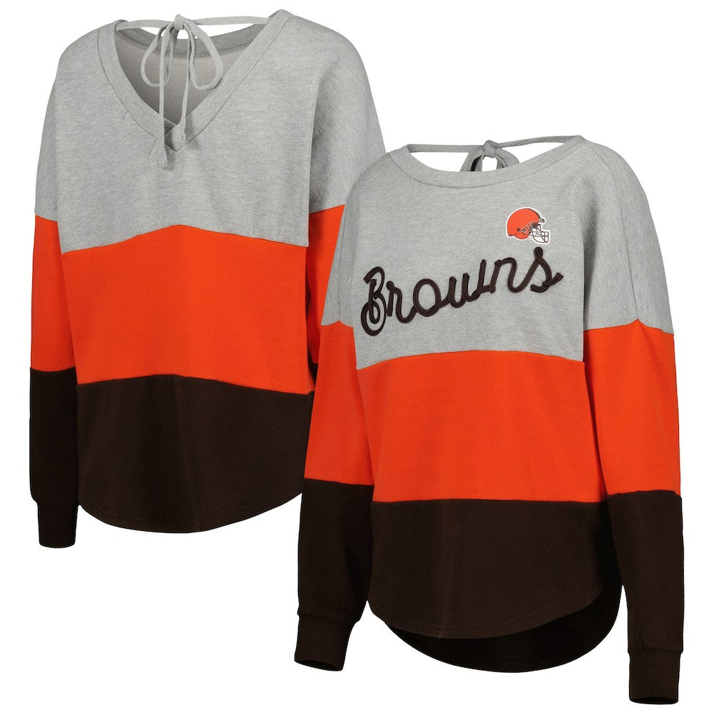 Touch Women's Outfield Deep V-Back Waist Length Pullover Sweatshirt - Cleveland Browns Pullover