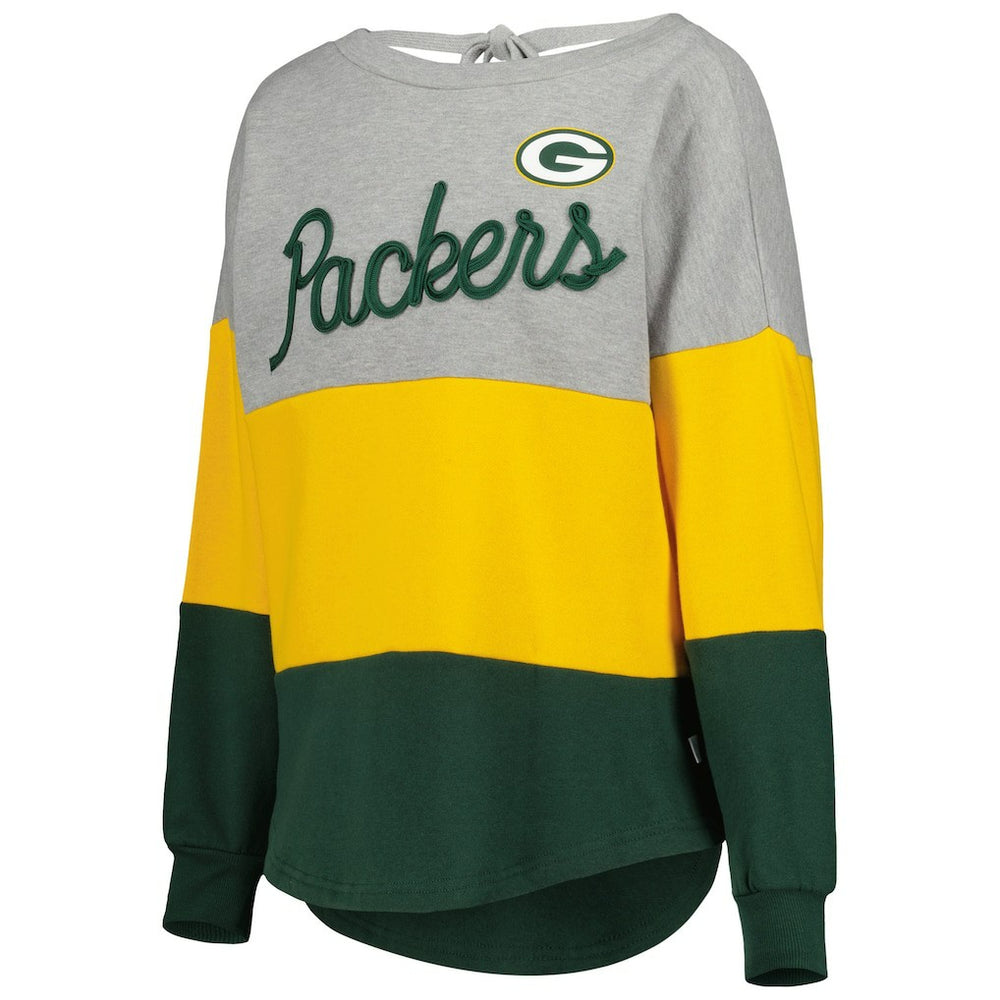 Touch Women's Outfield Deep V-Back Waist Length Pullover Sweatshirt - Green Bay Packers Pullover
