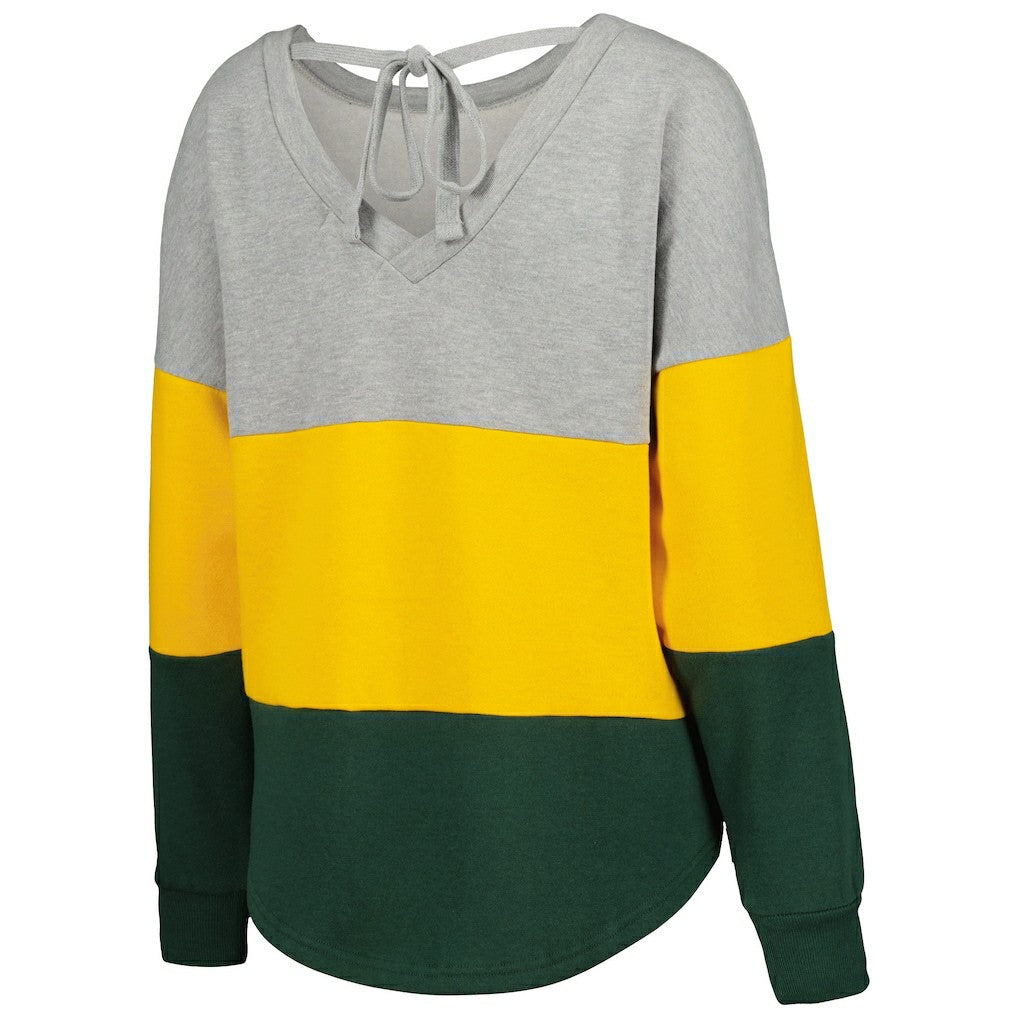Touch Women's Outfield Deep V-Back Waist Length Pullover Sweatshirt - Green Bay Packers Pullover