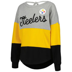 Touch Women's Outfield Deep V-Back Waist Length Pullover Sweatshirt - Pittsburgh Steelers Pullover