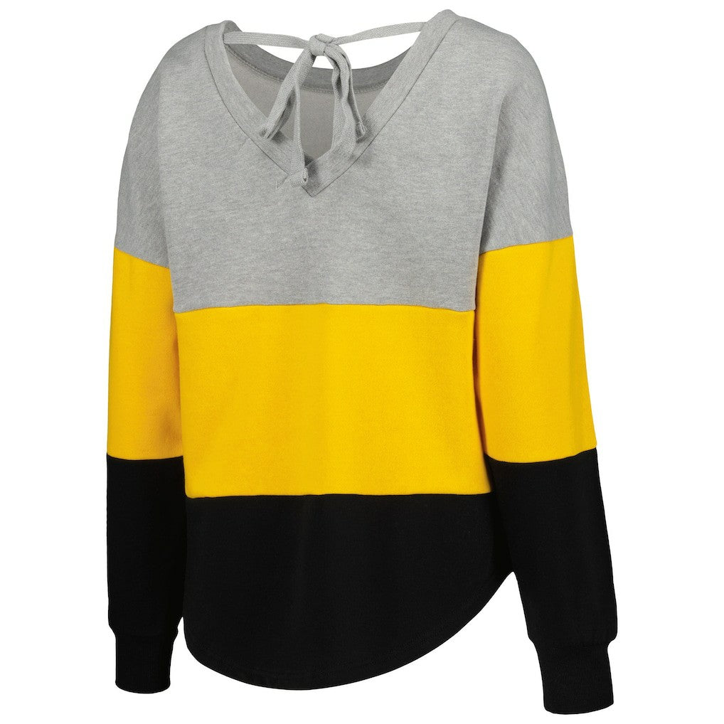 Touch Women's Outfield Deep V-Back Waist Length Pullover Sweatshirt - Pittsburgh Steelers Pullover