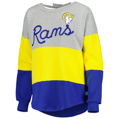 Touch Women's Outfield Deep V-Back Waist Length Pullover Sweatshirt - Los Angeles Rams Pullover