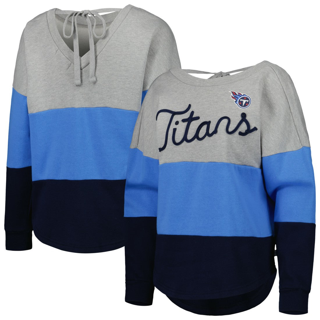 Touch Women's Outfield Deep V-Back Waist Length Pullover Sweatshirt - Tennessee Titans Pullover