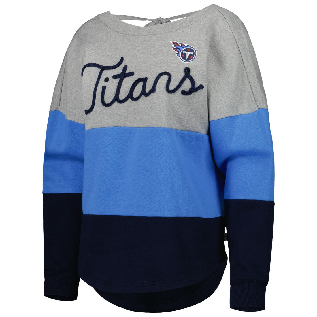 Touch Women's Outfield Deep V-Back Waist Length Pullover Sweatshirt - Tennessee Titans Pullover