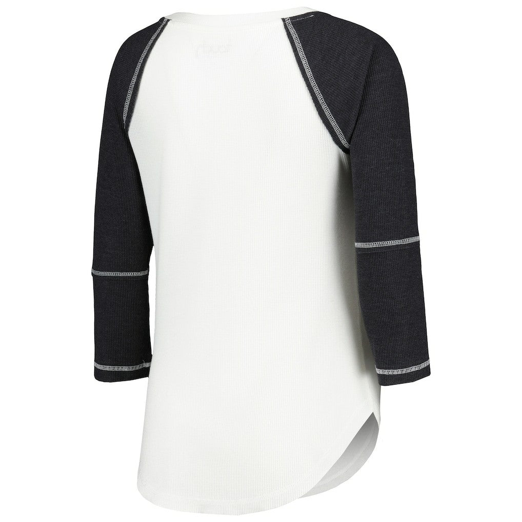 Touch Women's Rebel Raglan Tri-Blend 3/4-Sleeve Lace-Up V-Neck T-Shirt - Las Vegas Raiders T-shirts