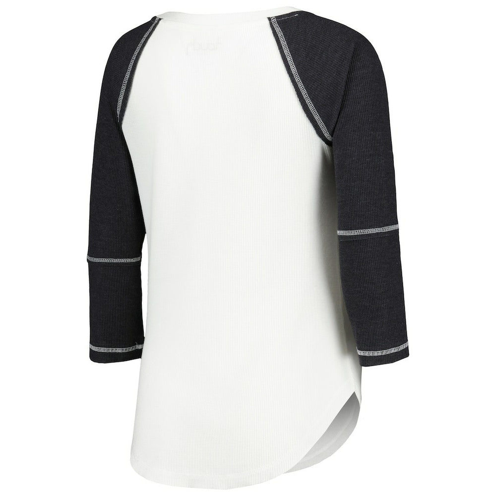 Touch Women's Rebel Raglan Tri-Blend 3/4-Sleeve Lace-Up V-Neck T-Shirt - Las Vegas Raiders T-shirts