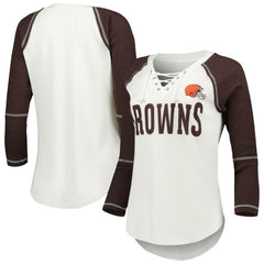 Touch Women's Rebel Raglan Tri-Blend 3/4-Sleeve Lace-Up V-Neck T-Shirt - Cleveland Browns T-shirts