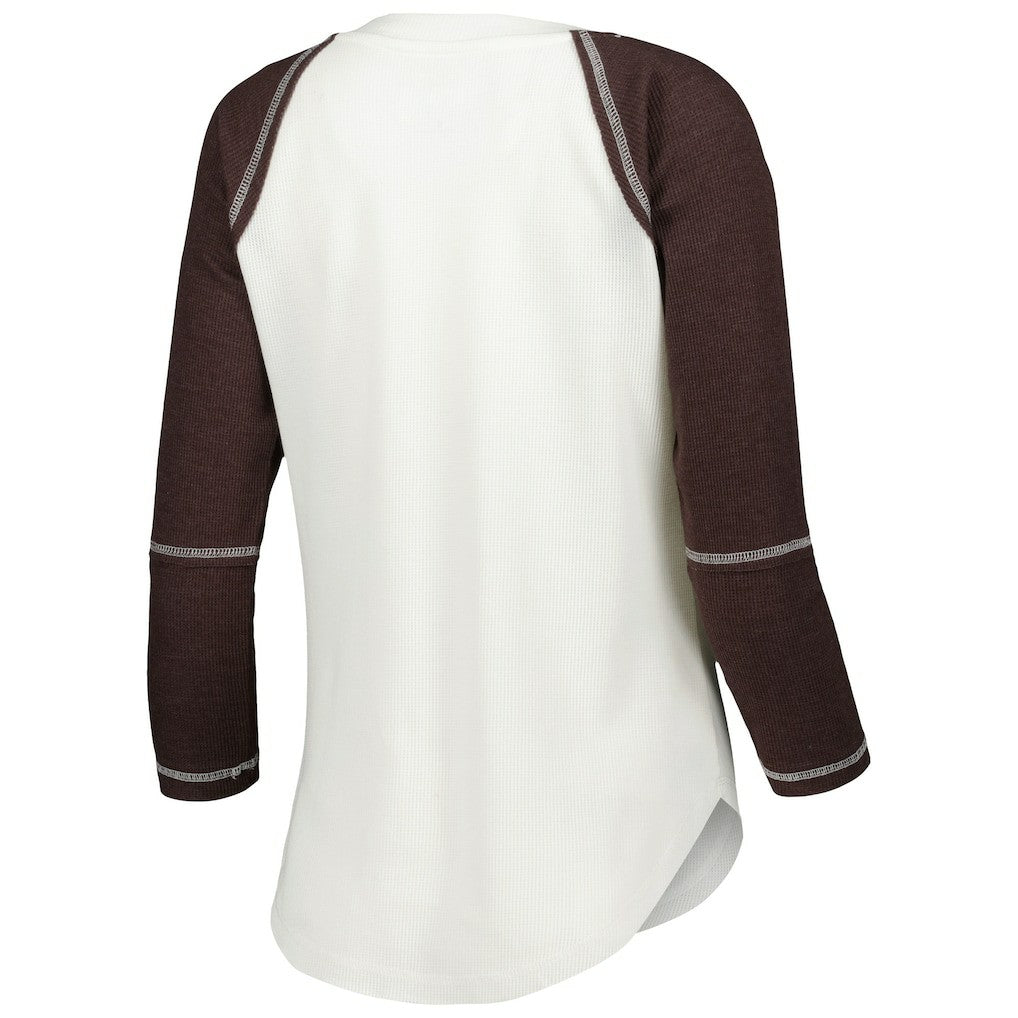 Touch Women's Rebel Raglan Tri-Blend 3/4-Sleeve Lace-Up V-Neck T-Shirt - Cleveland Browns T-shirts