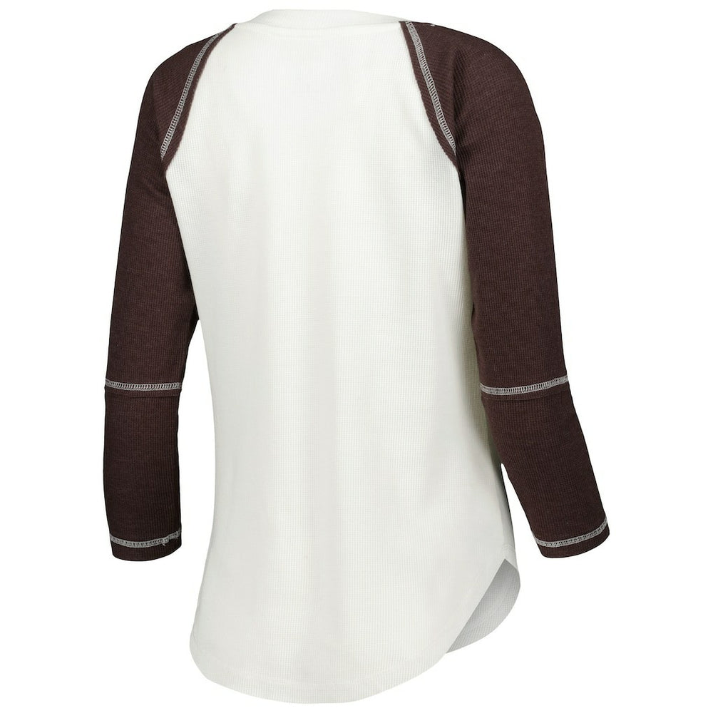 Touch Women's Rebel Raglan Tri-Blend 3/4-Sleeve Lace-Up V-Neck T-Shirt - Cleveland Browns T-shirts