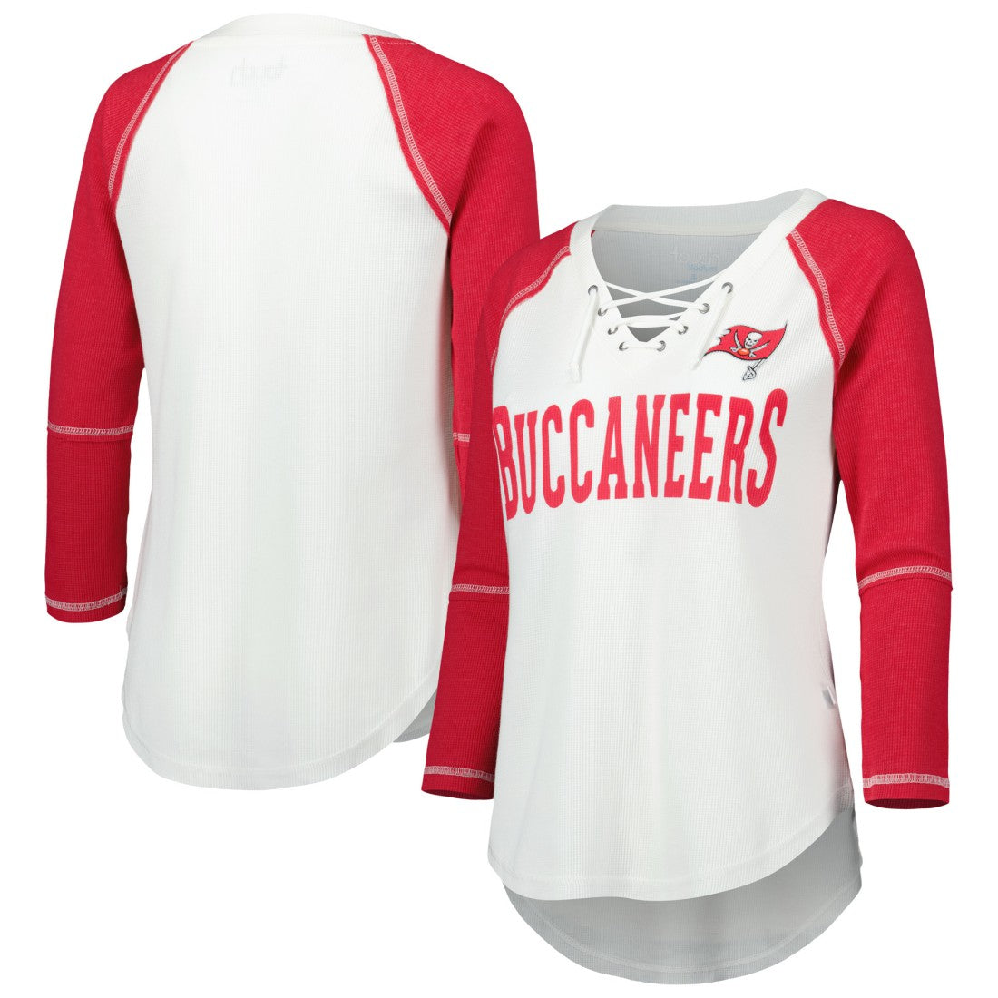 Touch Women's Rebel Raglan Tri-Blend 3/4-Sleeve Lace-Up V-Neck T-Shirt - Tampa Bay Buccaneers T-shirts