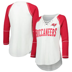 Touch Women's Rebel Raglan Tri-Blend 3/4-Sleeve Lace-Up V-Neck T-Shirt - Tampa Bay Buccaneers T-shirts