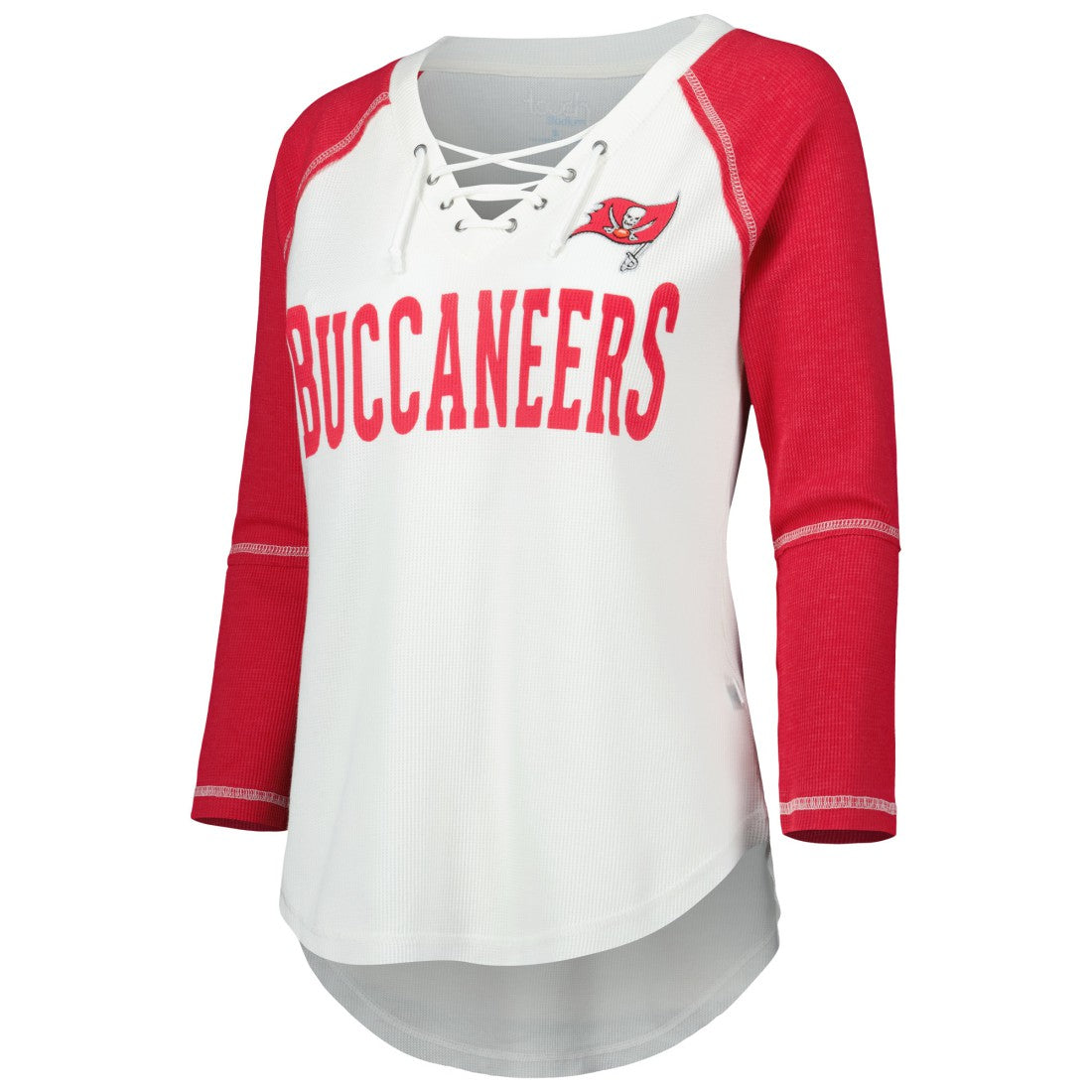 Touch Women's Rebel Raglan Tri-Blend 3/4-Sleeve Lace-Up V-Neck T-Shirt - Tampa Bay Buccaneers T-shirts