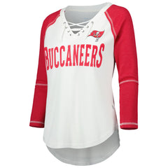 Touch Women's Rebel Raglan Tri-Blend 3/4-Sleeve Lace-Up V-Neck T-Shirt - Tampa Bay Buccaneers T-shirts
