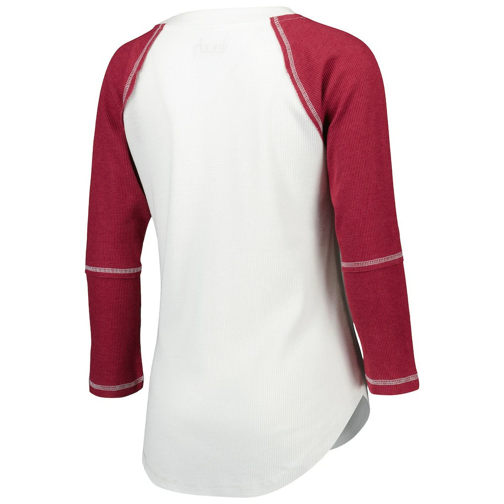 Touch Women's Rebel Raglan Tri-Blend 3/4-Sleeve Lace-Up V-Neck T-Shirt - Washington Commanders T-shirts