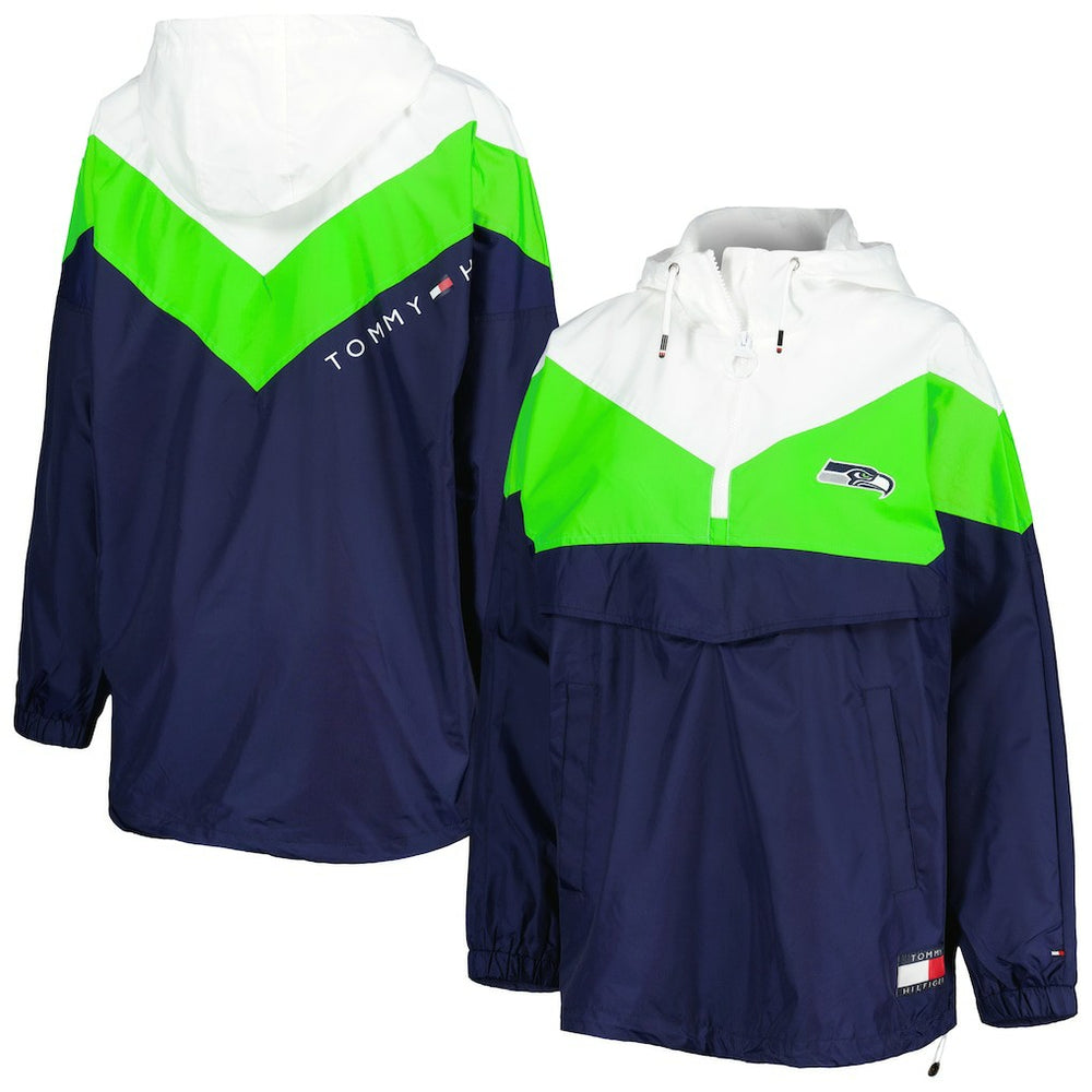 Tommy Hilfiger Women's Staci Half-Zip Hoodie Windbreaker Jacket - Seattle Seahawks Hoodies