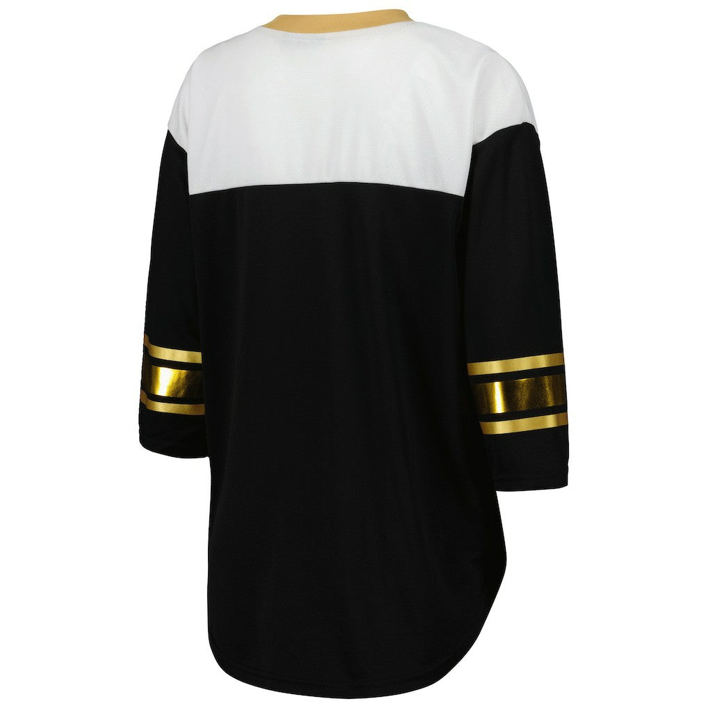 G-III 4Her by Carl Banks Women's Double Team 3/4-Sleeve Lace-Up T-Shirt - New Orleans Saints T-shirts
