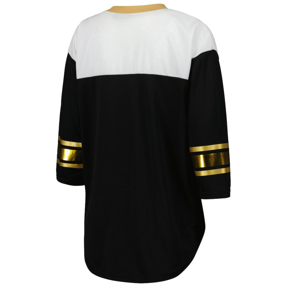 G-III 4Her by Carl Banks Women's Double Team 3/4-Sleeve Lace-Up T-Shirt - New Orleans Saints T-shirts