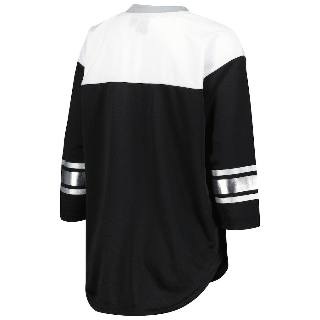 G-III 4Her by Carl Banks Women's Double Team 3/4-Sleeve Lace-Up T-Shirt - Las Vegas Raiders T-shirts