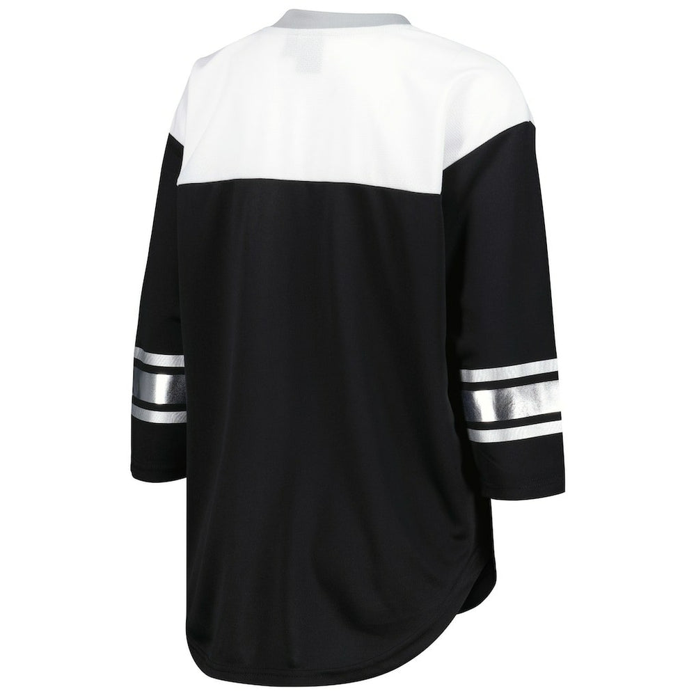 G-III 4Her by Carl Banks Women's Double Team 3/4-Sleeve Lace-Up T-Shirt - Las Vegas Raiders T-shirts