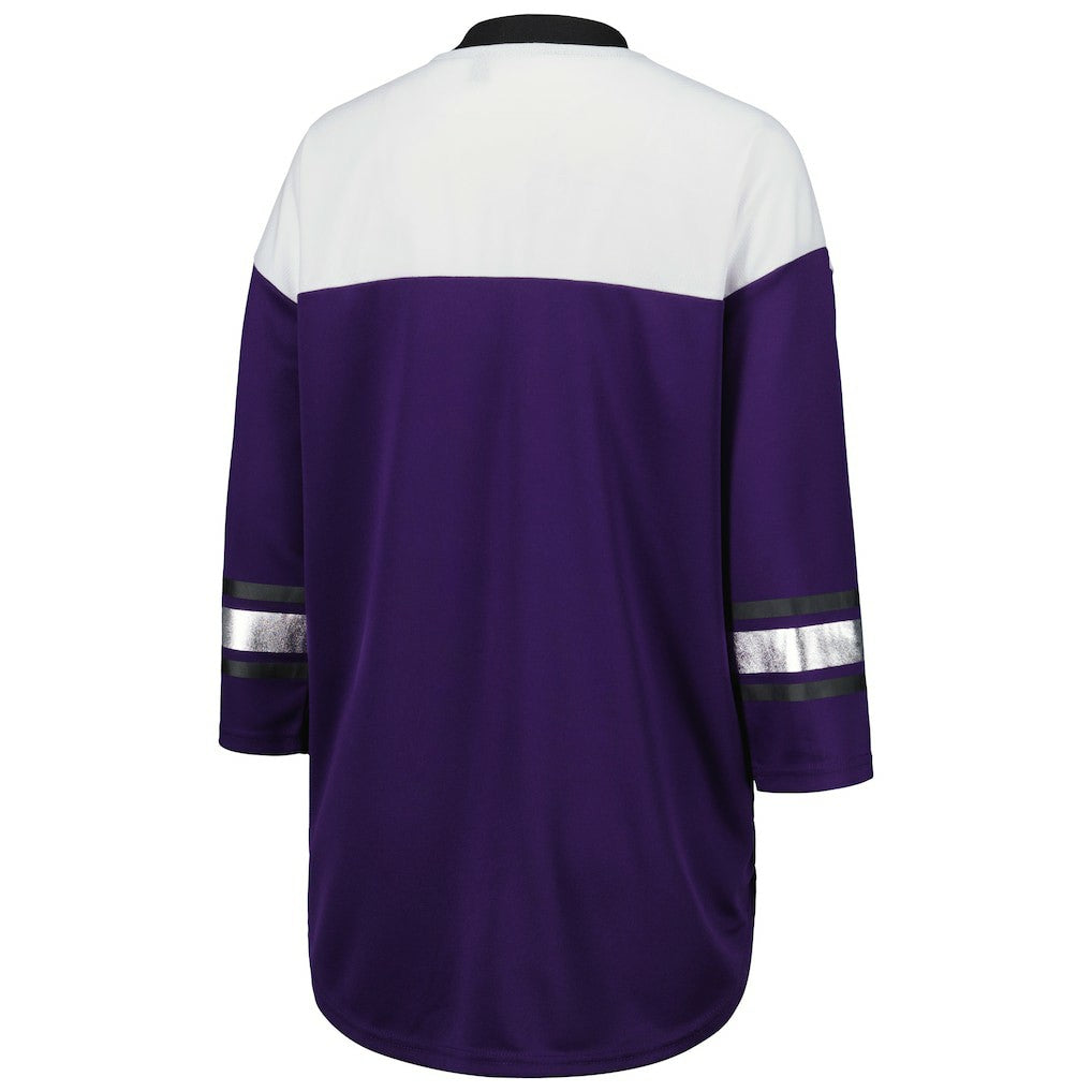 G-III 4Her by Carl Banks Women's Double Team 3/4-Sleeve Lace-Up T-Shirt - Baltimore Ravens T-shirts
