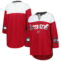 G-III 4Her by Carl Banks Women's Double Team 3/4-Sleeve Lace-Up T-Shirt - Tampa Bay Buccaneers T-shirts