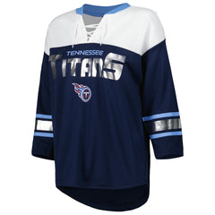 G-III 4Her by Carl Banks Women's Double Team 3/4-Sleeve Lace-Up T-Shirt - Tennessee Titans T-shirts
