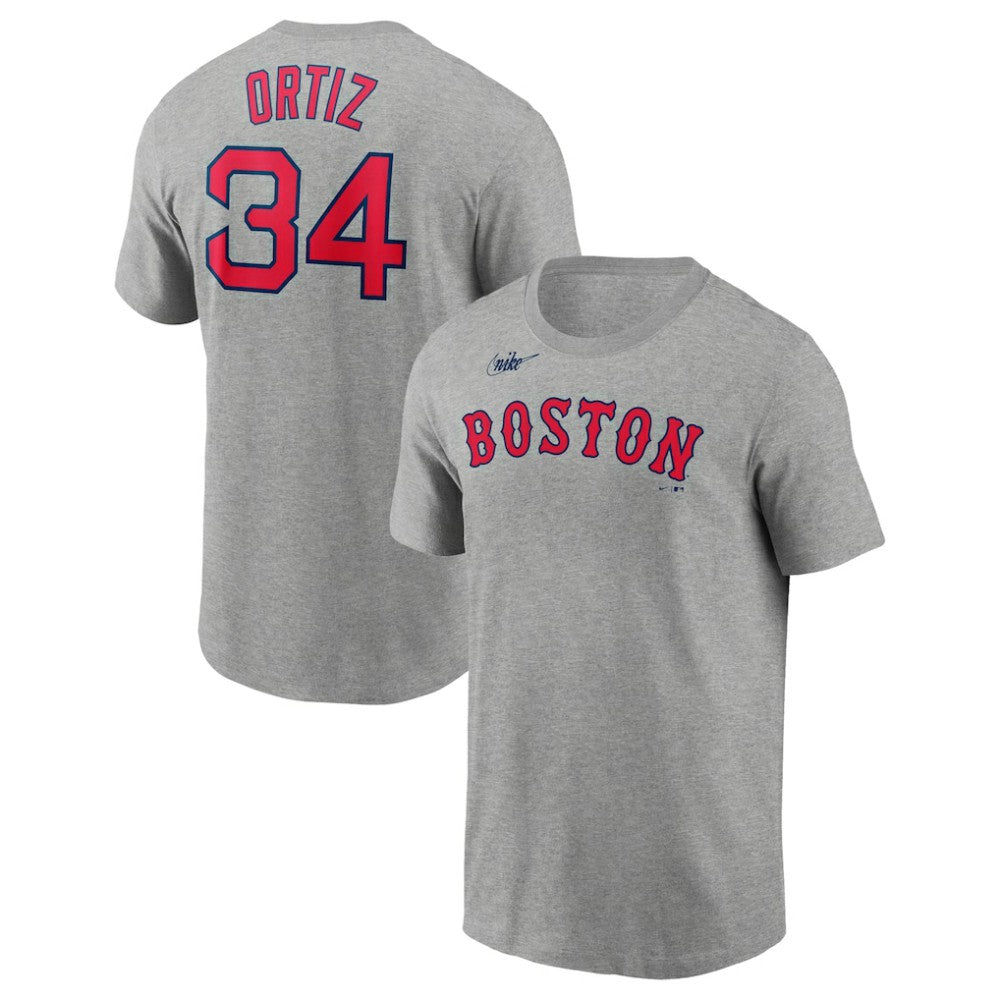 Heather Gray David Ortiz Boston Red Sox Nike Name & Number T-Shirt