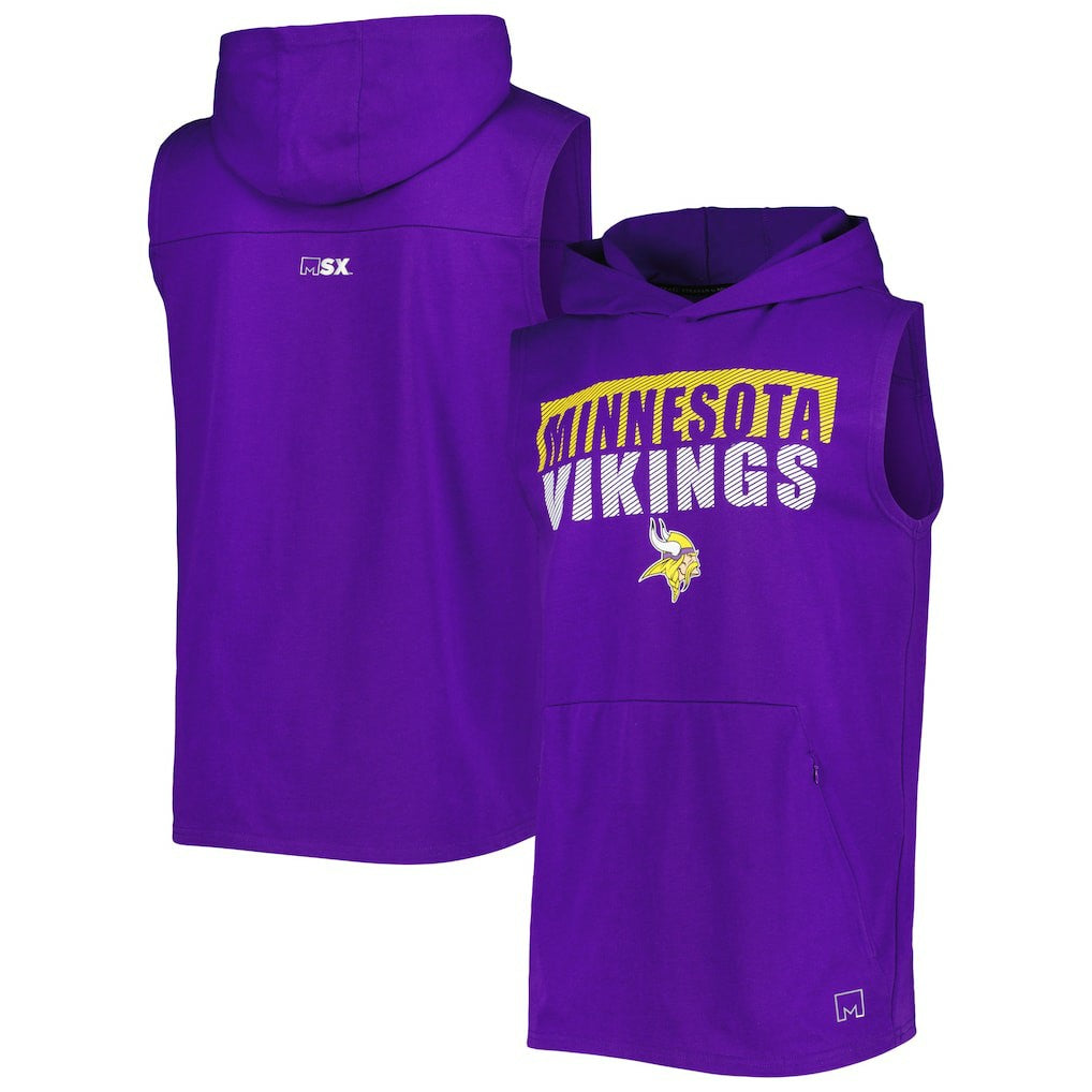 MSX by Michael Strahan Relay Sleeveless Pullover Hoodie - Minnesota Vikings Hoodies